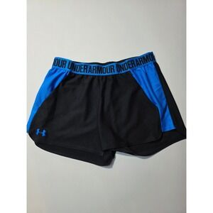 Under Armour Womens HeatGear Athletic Shorts Black Blue Loose Fit Medium